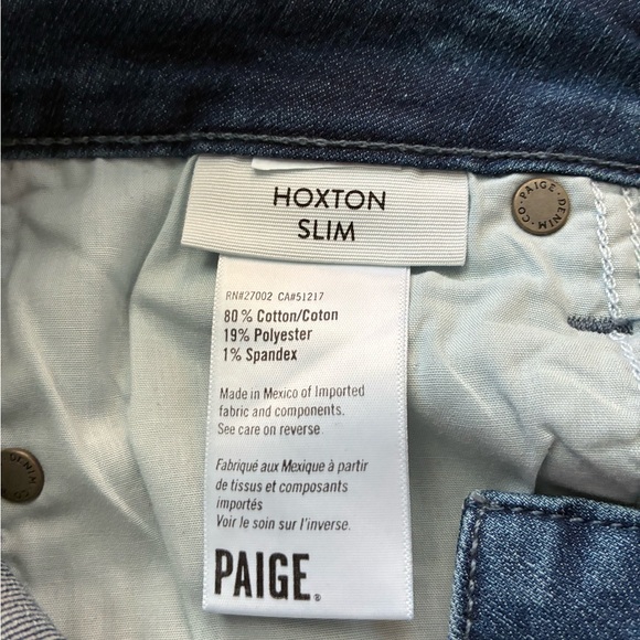 PAIGE Hoxton Slim Dark Blue Jeans - Picture 2 of 5